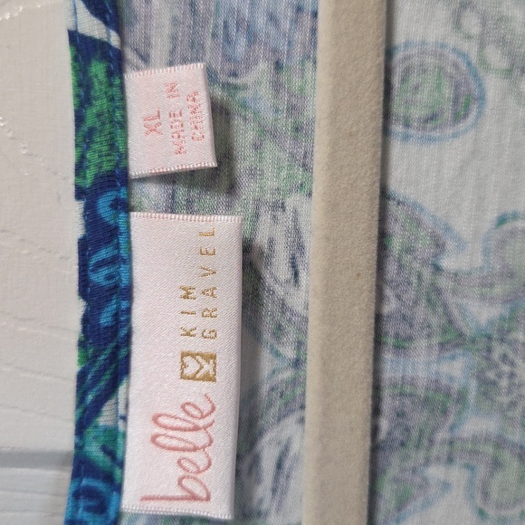 belle by Kim Gravel Blue and Green Paisley Long Sleeve Tee - Picture 2 of 4